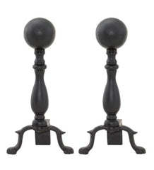 Plow & Hearth Andirons | Fireplace & Hearth Black Ball Andirons, Pair - Black