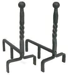 Plow & Hearth Andirons | Fireplace & Hearth Wrought Iron Andirons Set With Ball Finial And Black Finish