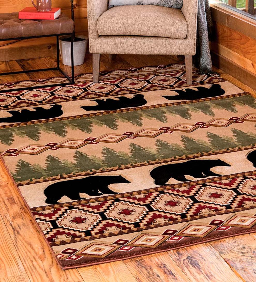 Plow & Hearth Area Rugs | Indoor Living Black Bear Lodge Rug