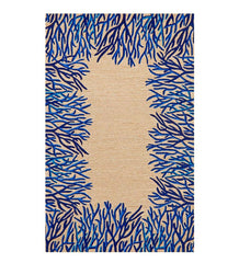 Plow & Hearth Area Rugs | Indoor Living Blue Coral Border Indoor/Outdoor Rug