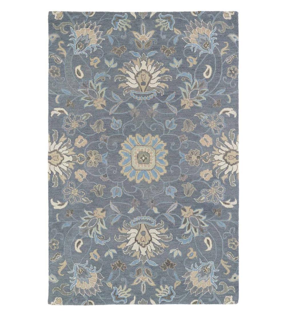 Plow & Hearth Area Rugs | Indoor Living Graphite Meadow Floral Vine Wool Rugs
