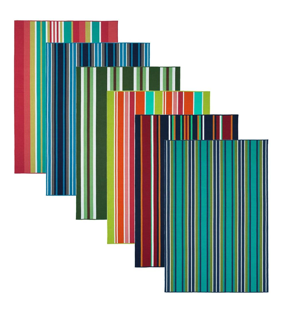 Plow & Hearth Area Rugs | Indoor Living Indoor/Outdoor Dorset Stripe Textured Polyester Rug