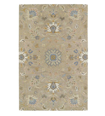 Plow & Hearth Area Rugs | Indoor Living Tan Meadow Floral Vine Wool Rugs