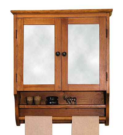 Plow & Hearth Bath Accessories | Indoor Living Monterey Mirrored Cabinet, Made In Usa - Avocado Green