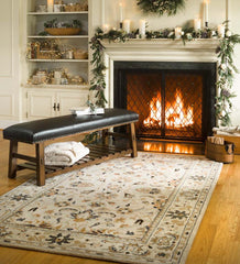 Plow & Hearth Bedroom Furniture | Indoor Living Canyon Black Leather And Wood Bench With Slatted Bottom Shelf - Black