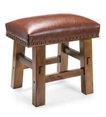 Plow & Hearth Bedroom Furniture | Indoor Living Canyon Brown Leather Footstool