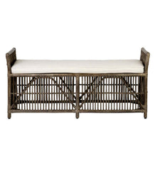 Plow & Hearth Bedroom Furniture | Indoor Living Winston Double Rattan Bench With Cushion