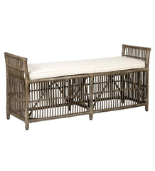 Plow & Hearth Bedroom Furniture | Indoor Living Winston Double Rattan Bench With Cushion