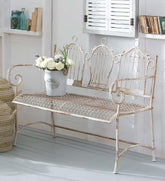 Plow & Hearth Benches & Chairs | Outdoor Living Birdcage Antique Metal Garden Bench - White