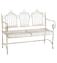 Plow & Hearth Benches & Chairs | Outdoor Living Birdcage Antique Metal Garden Bench - White