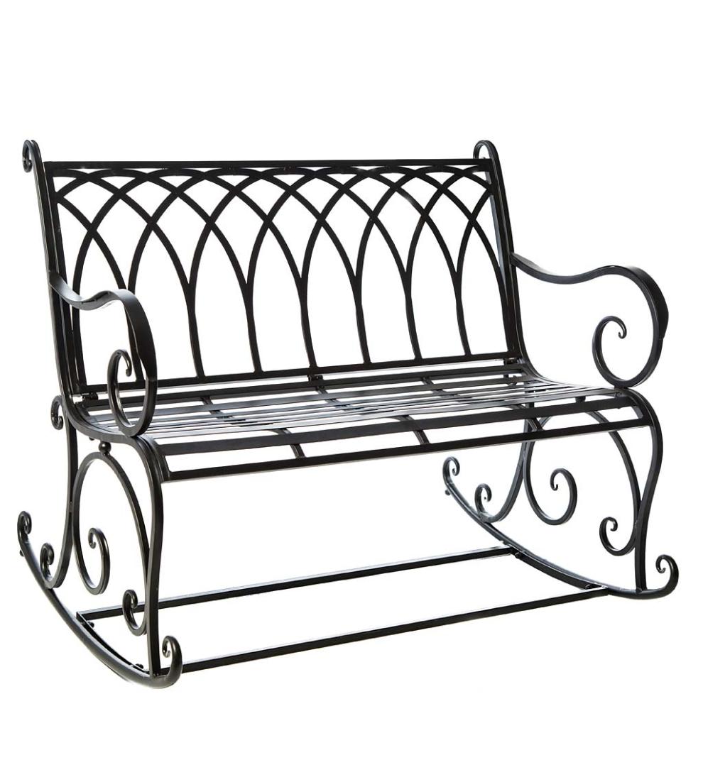 Plow & Hearth Benches & Chairs | Outdoor Living Black Metal Rocker Garden Bench - Black