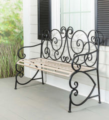 Plow & Hearth Benches & Chairs | Outdoor Living European Style Scroll Metal Garden Bench