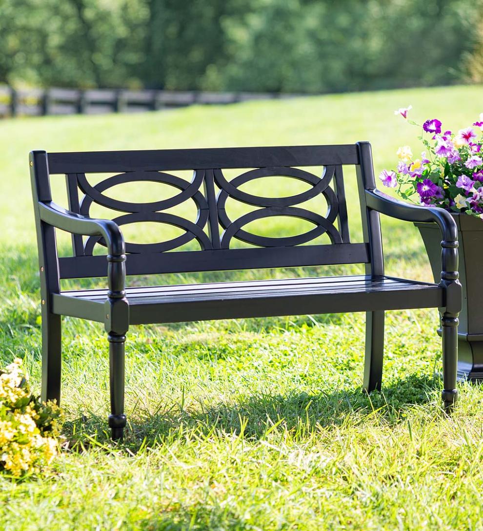 Plow & Hearth Benches & Chairs | Outdoor Living Hampton Eucalyptus Wood Garden Bench - Black