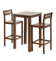 Plow & Hearth Benches & Chairs | Outdoor Living Lancaster Eucalyptus Outdoor Bar Set With Table And 2 Bar Stools, 3-Piece Set - Natural