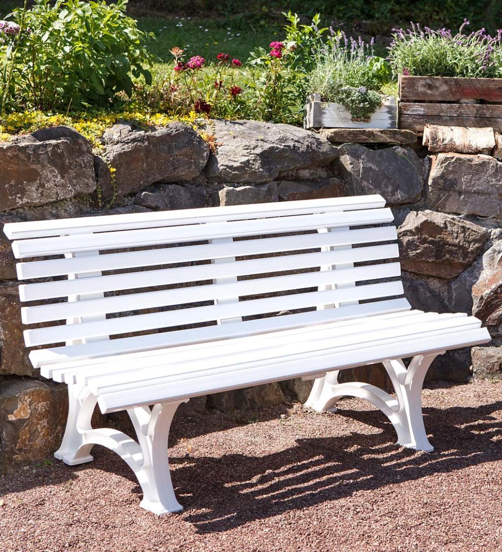 Plow & Hearth Benches & Chairs | Outdoor Living Large 3-Seater Weatherproof Pvc Garden Bench - Green