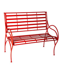 Plow & Hearth Benches & Chairs | Outdoor Living Red Metal Slat-Seat Garden Bench - Red