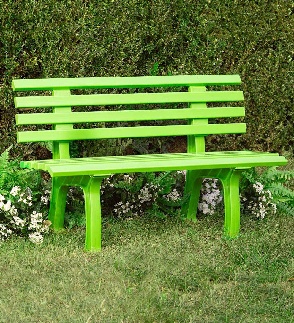 Plow & Hearth Benches & Chairs | Outdoor Living Small 2-Seater Weatherproof Pvc Garden Bench - Apple