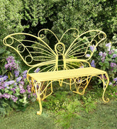 Plow & Hearth Benches & Chairs | Outdoor Living Yellow Metal Butterfly Garden Bench - Yellow