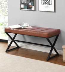 Plow & Hearth Benches | Indoor Living Deluxe Upholstered Mid-Century-Style Bench - Gray/Chrome