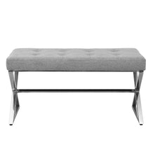 Plow & Hearth Benches | Indoor Living Deluxe Upholstered Mid-Century-Style Bench - Gray/Chrome