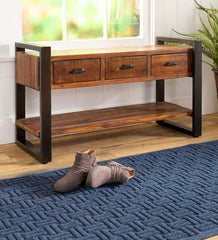 Plow & Hearth Benches | Indoor Living Wakefield Reclaimed Wood Bench/Coffee Table With Three Drawers