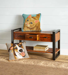 Plow & Hearth Benches | Indoor Living Wakefield Reclaimed Wood Bench/Coffee Table With Three Drawers