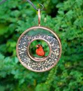 Plow & Hearth Bird Feeders | Yard & Garden Antiqued Copper Hanging Fly-Thru Round Bird Feeder - Copper
