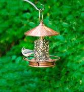 Plow & Hearth Bird Feeders | Yard & Garden Classic Cylinder Perch Bird Feeder In Antiqued Copper And Plexiglass - Copper