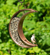 Plow & Hearth Bird Feeders | Yard & Garden Copper And Plexiglass Crescent Moon Hanging Bird Feeder - Copper