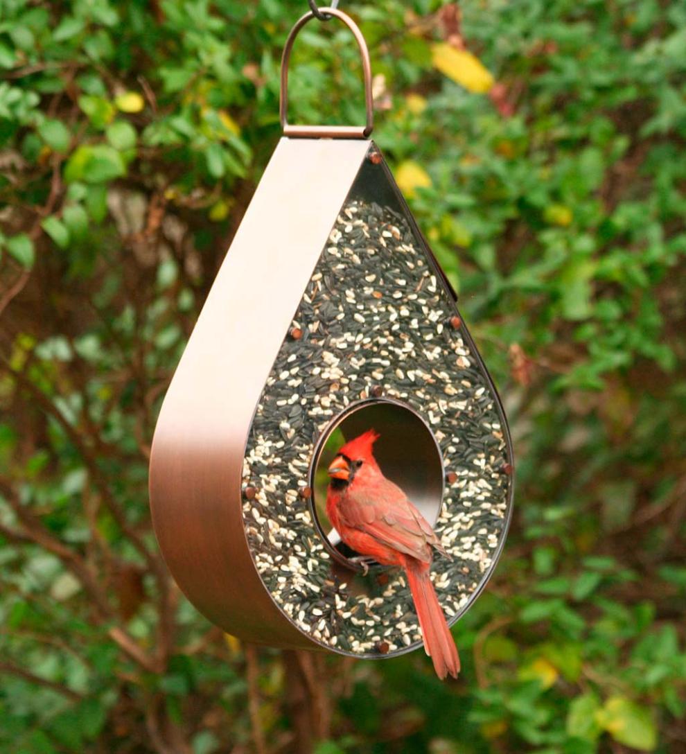 Plow & Hearth Bird Feeders | Yard & Garden Copper Tear Drop Bird Feeder