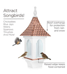 Plow & Hearth Bird Feeders | Yard & Garden Hand-Hammered Copper And White Hardwood Villa-Style Bird Feeder