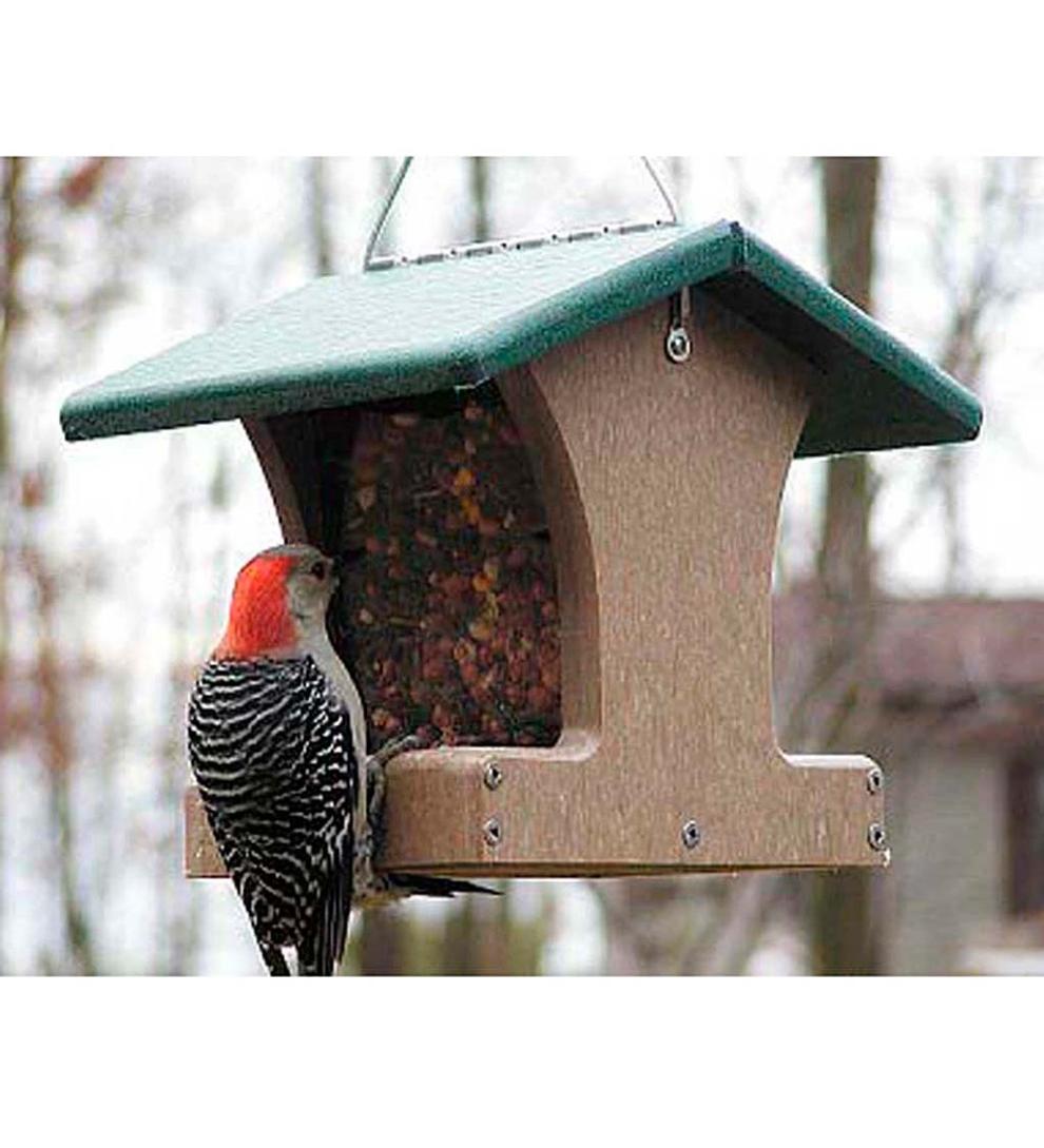 Plow & Hearth Bird Feeders | Yard & Garden Recycled Poly-Lumber 2-Sided Hopper Bird Feeder