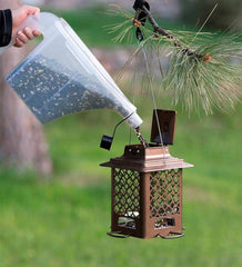 Plow & Hearth Bird Feeders | Yard & Garden Squirrel-Resistant Metal Hopper Bird Feeder