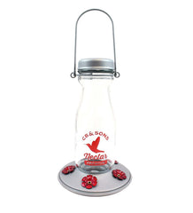 Plow & Hearth Bird Feeders | Yard & Garden Vintage Milk-Bottle Style 18-Ounce Jersey Hummingbird Feeder
