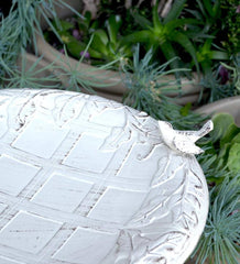 Plow & Hearth Birdbaths | Yard & Garden English Ivy Metal Birdbath - Copper Rust