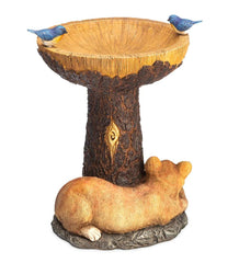 Plow & Hearth Birdbaths | Yard & Garden Forty Winks Tree Stump Birdbath With Cat And Bluebirds