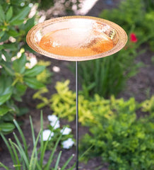 Plow & Hearth Birdbaths | Yard & Garden Hammered Copper Basin Birdbath With Stake