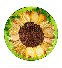 Plow & Hearth Birdbaths | Yard & Garden Hand-Painted Fall Sunflower Embossed Glass Bird Bath