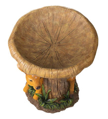 Plow & Hearth Birdbaths | Yard & Garden Hand-Painted Fawn Tree Stump Birdbath