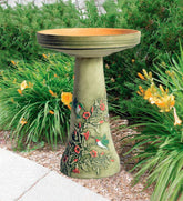 Plow & Hearth Birdbaths | Yard & Garden Handcrafted Burley Clay Hummingbird Birdbath