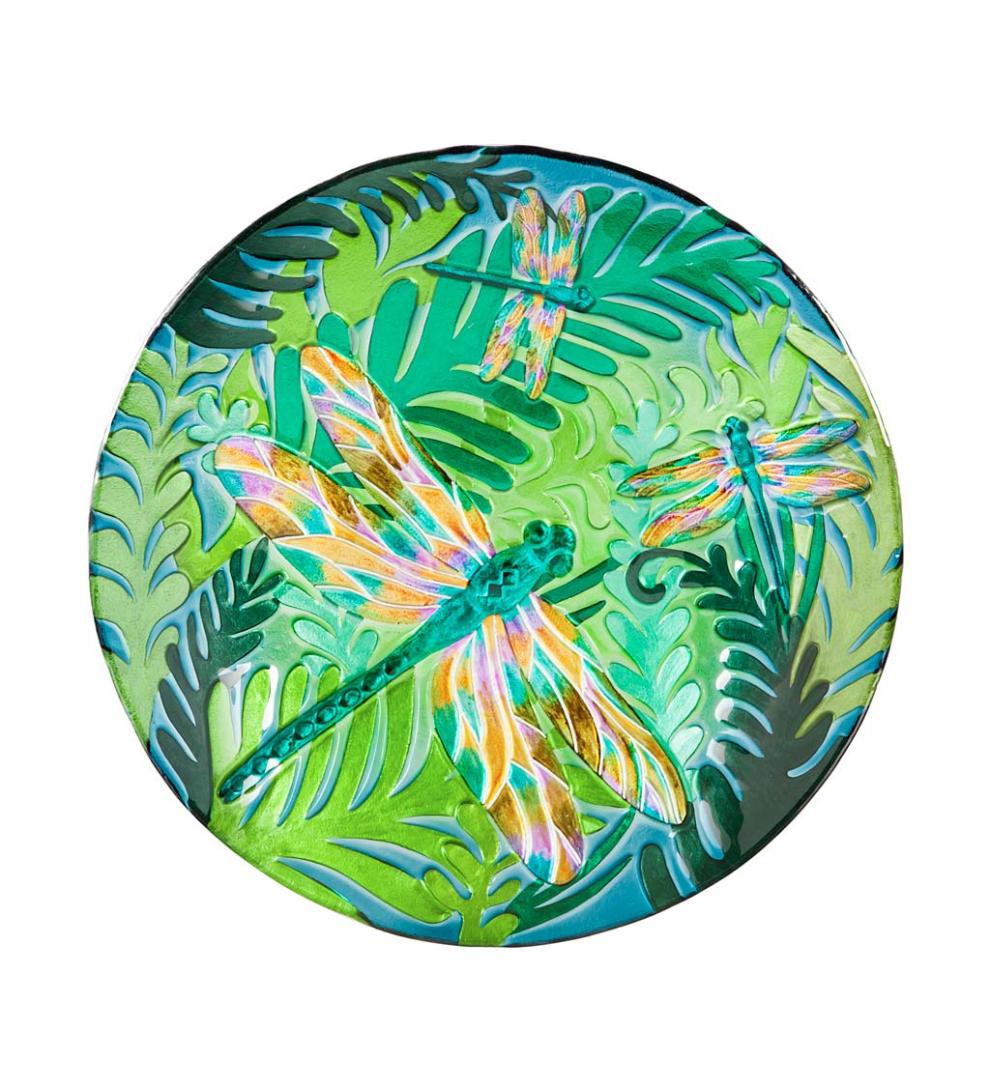 Plow & Hearth Birdbaths | Yard & Garden Iridescent Dragonfly Glass Bird Bath Basin