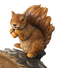 Plow & Hearth Birdbaths | Yard & Garden Squirrel Birdbath With Tree Trunk Base And Acorn Basin