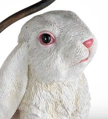 Plow & Hearth Birdbaths | Yard & Garden Stone-Look Bunny Birdbath With Metal Leaf Basin