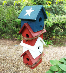 Plow & Hearth Birdhouses | Yard & Garden Americana Patriotic Four-Story Hanging Wood Birdhouse
