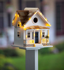 Plow & Hearth Birdhouses | Yard & Garden Paradise Palms Lighted Beach Cottage Birdhouse - White