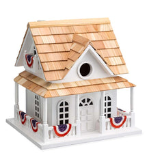 Plow & Hearth Birdhouses | Yard & Garden Patriotic Birdhouse With Americana Bunting And Pedestal Pole Set