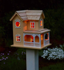 Plow & Hearth Birdhouses | Yard & Garden Prairie Farmhouse Lighted Birdhouse And Optional Wood Pole