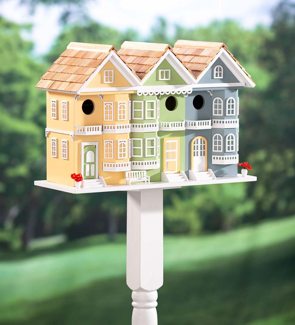 Plow & Hearth Birdhouses | Yard & Garden Springfield Row Triple Birdhouse With Shingled Roof