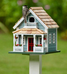 Plow & Hearth Birdhouses | Yard & Garden Welcome Home Wooden Birdhouse And Pedestal Pole Set