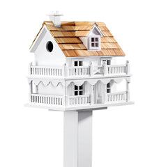 Plow & Hearth Birdhouses | Yard & Garden Wooden Cape Cod Birdhouse And Pedestal Pole Set